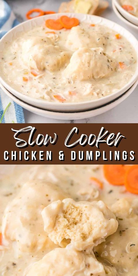 If you are searching for comfort and ease, you cannot get any more delicious than this Slow Cooker Chicken and Dumplings. Chicken And Dumplings Crockpot, Easy Crockpot Chicken And Dumplings, Crock Pot Chicken And Dumplings, Slow Cooker Chicken Dumplings, Slow Cooker Chicken And Dumplings, Chicken And Dumplings Recipe, Crockpot Chicken And Dumplings, Chicken Pot Pie Soup, Easy Slow Cooker Chicken