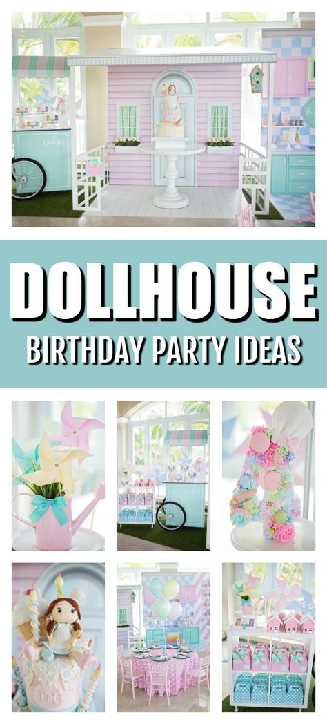 Pastel Dollhouse Themed Birthday Party on Pretty My Party Doll House Party Theme, Dollhouse Birthday Party, Pastel Dollhouse, Doll House Birthday Party, 2 Groovy, 5 Birthday Party, Baby Doll House, House Birthday Party, Doll Birthday Party