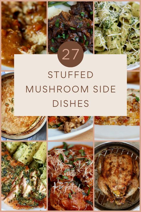 Stuffed Mushroom Meal Dinners, What To Serve With Stuffed Mushrooms, Stuffed Mushroom Ideas, Stuffed Mushrooms Dinner, Stuffed Mushrooms Recipes, Mushroom Side Dish, Dinner With Mushrooms, Seafood Stuffed Mushrooms, Best Stuffed Mushrooms