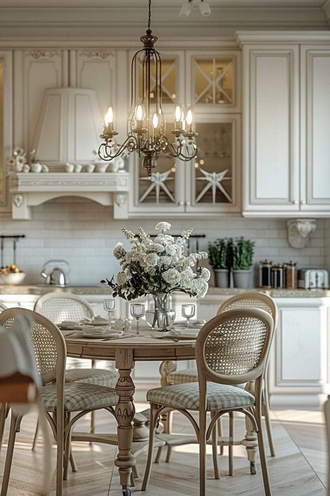 Country French Dining Room Ideas, French Provincial Style Homes, Bedroom French Provincial, French Provincial Decor Kitchen, Modern French Provincial Kitchen, French Style Kitchen Ideas, French Provincial Interior Design, Provincial Kitchen, French Provincial Kitchen