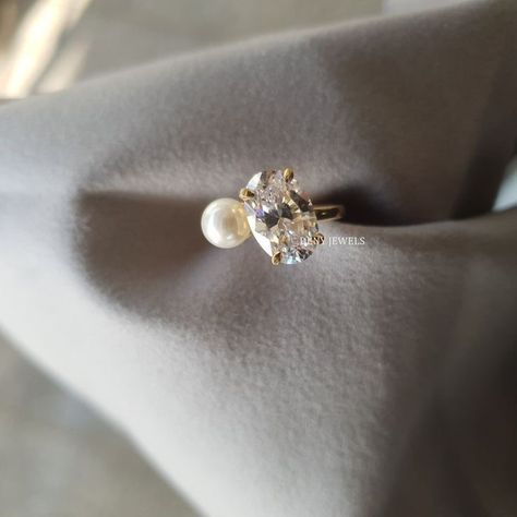 Ariana Grande Ring, Pearl Engagement Ring, Ring Pearl, Cute Engagement Rings, Future Engagement Rings, Pearl And Diamond Ring, Solid Gold Ring, Dream Engagement, Dream Engagement Rings