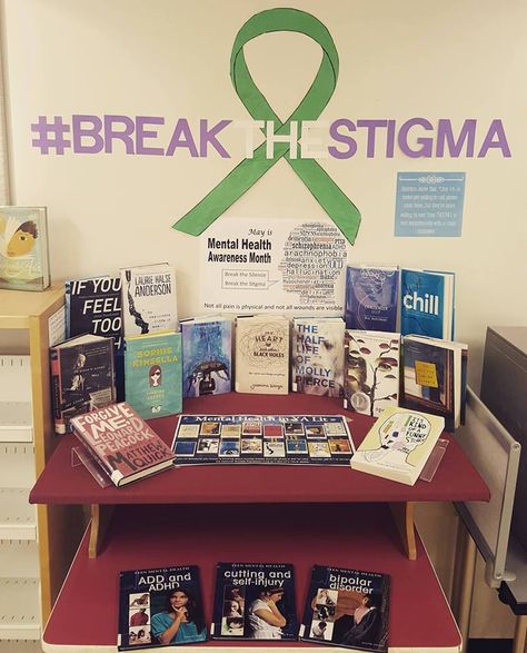 Mental Health Awareness Month Display Tabling Ideas, Mental Health Week, School Library Displays, Mental Health Month, Mental Health Awareness Week, Library Book Displays, Health Fair, Mental Health Posters, Health Podcast