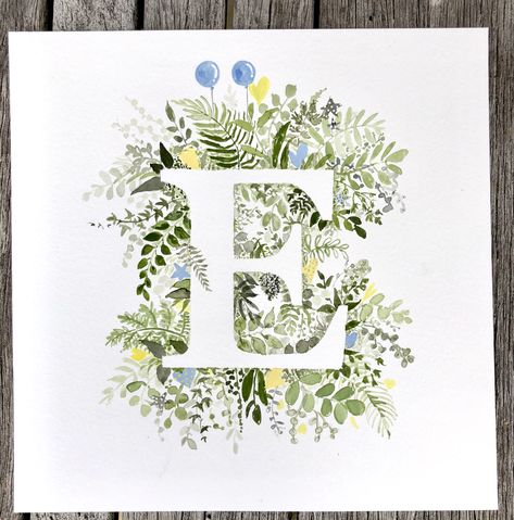 Botanical Alphabet Letters, Watercolor Letters With Flowers, Watercolor Letter Art, Watercolor Name Art, Botanical Lettering, Botanical Letters, Letter Watercolor, Watercolor Letters, Watercolor Alphabet