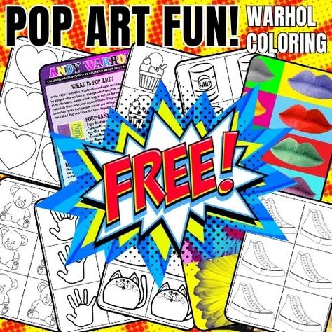 Pop Art Activities For Kids, Pop Art For Kids Projects, Pop Art Projects For Kids, Simple Art Projects For Kids, Pop Art Projects, Simple Art Projects, Pop Art Kids, Famous Pop Art, Warhol Pop Art