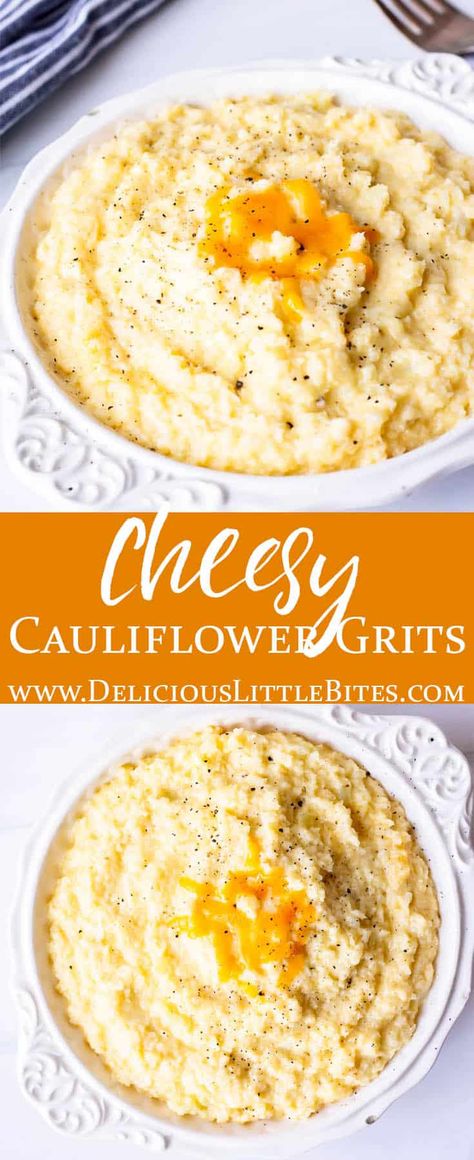 Cheesy Cauliflower Recipes, Cauliflower Grits, Keto Gluten Free, Cheesy Grits, Grits Recipe, Cheesy Cauliflower, Low Carb Sides, Low Carb Side Dishes, Keto Side Dishes