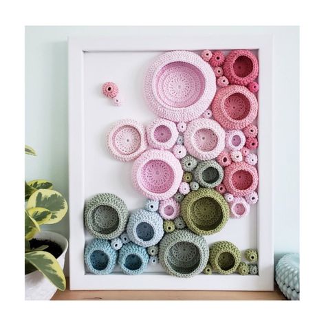 Art Au Crochet, Peony Bush, Crochet Wall Art, Sculpture Wall, Crochet Wall Hangings, Textile Wall Art, Crochet Circles, Art Yarn, Freeform Crochet