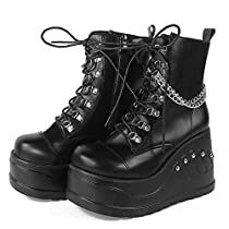 Check this out at Amazon Goth Platform Boots, Mary Jane Dress, Goth Platforms, Heel Combat Boots, Boot Chains, Gothic Boots, Goth Boots, Cosplay Boots, Platform Heels Boots