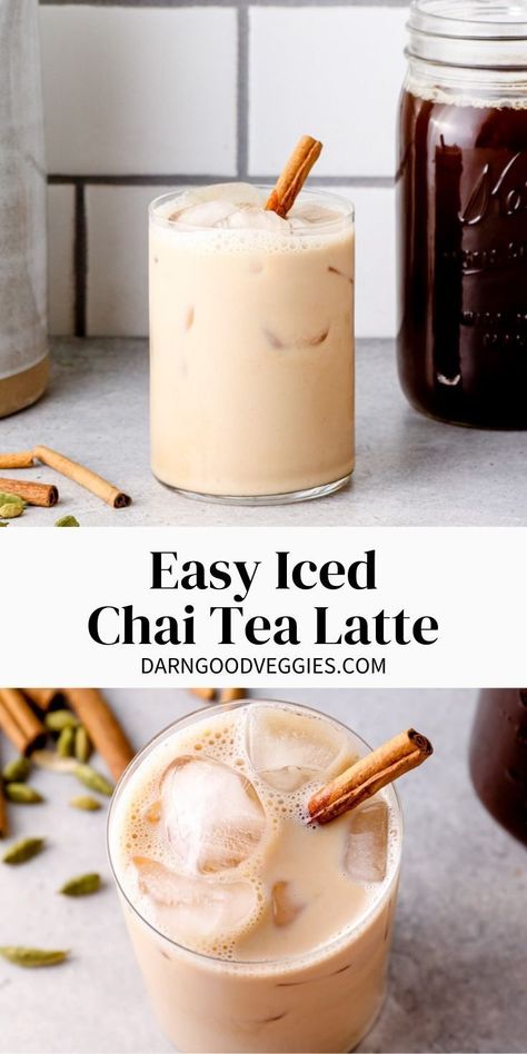 Homemade Iced Chai Tea Latte, Chai Tea Latte Concentrate Recipe, Chia Latte Recipe, Iced Chai Recipe, Chia Tea Latte Recipe, Chai Tea Concentrate Recipe, Starbucks Iced Chai, Chai Tea Concentrate, Chai Concentrate