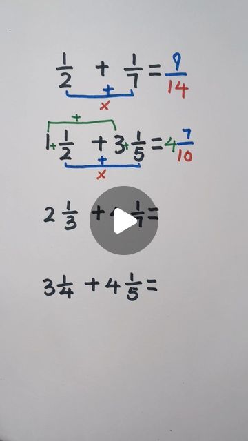 589K views · 19K likes | Math Tricks on Instagram: "Fraction tricks: adding fractions | adding mixed numbers #fraction #fractions #reels" Math Hacks Fractions, Fraction Tricks, Adding Mixed Fractions, Adding Mixed Numbers, Maths Help, Math Solutions, Unlike Fractions, Mixed Fractions, Simple Fractions