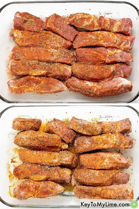 You don't need to bake these boneless country style pork ribs low and slow for hours to get deliciously tender results - this quick and easy recipe is ready in only 40 minutes! #CountryStyleRibs #BonelessPorkRibs #BakedCountryStyleRibs #BonelessPorkRibsInOven KeyToMyLime.com Pork Rib End Chops Boneless, Tender Country Style Pork Ribs In Oven, How To Cook Boneless Pork Ribs In The Oven, Country Style Pork Ribs In Oven Quick, Boneless Ribs In The Oven Quick, Boneless Southern Style Pork Ribs, Boneless Western Style Ribs, Cou Try Style Pork Ribs, Boneless Pork Loin Country Style Ribs Easy Recipes