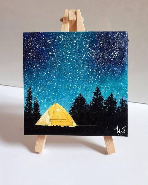 40 Easy Acrylic Painting Ideas on Canvas Paint On Wood Boards, Tent Painting On Canvas, 3×3 Canvas Painting, Art Night Ideas Canvas Paintings, Tiny Art Canvas Mini Paintings, Mini Paintings Flowers, 6 By 6 Canvas Painting, Mini Acrylic Painting Ideas, Tiny Canvas Painting Easy