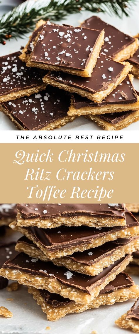 Image for Quick Christmas Ritz Crackers Toffee Recipe Christmas Ritz Cracker Toffee, Ritz Christmas Bark, Ritz Cracker Bark Recipes, Ritz Cracker Snacks Appetizers, Easy Christmas Cracker Toffee, Ritz Cracker Christmas Bark, Recipe Using Ritz Crackers, Rolo Ritz Crackers Recipe, Christmas Ritz Cracker Cookies