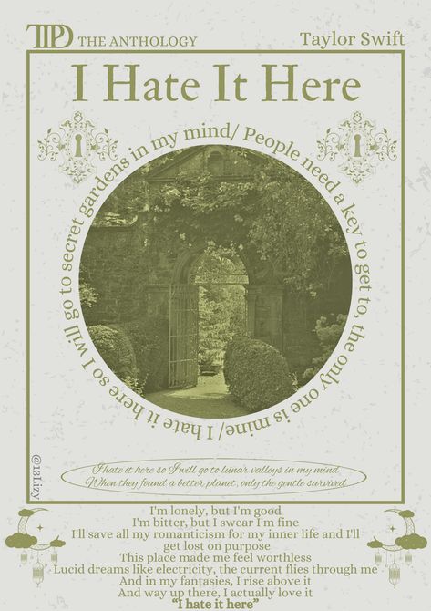 I hate it here- Taylor Swift- TTPD- the tortured poets department- poster- music poster- room poster Taylor Swift Posters Subtle, Peace Taylor Swift Poster, Room Posters Quotes, I Hate It Here Taylor Swift Poster, I Hate It Here Poster, The Tortured Poet Department, Book Quotes Poster, I Hate The Way You Talk, Ttpd Poster Aesthetic