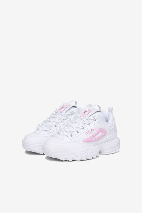 FILA's Disruptor II kid platform shoes and sneakers were designed for the child in you. Pink Platform Sneakers, Fila Sneakers, Kids Inspo, Fila Disruptors, Preppy Shoes, Shoes And Sneakers, Fila Shoes, Cute Sneakers, Shoes Pink