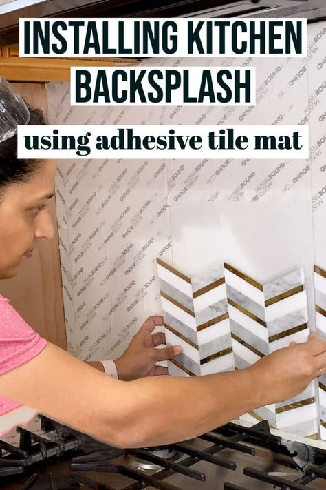 How to install backsplash in kitchen or bathroom for beginners. No mortar or mastic! Step by step tutorial to show you how to easily install! Install Backsplash Diy Kitchens, Adhesive Tile Mat, Backsplash In Kitchen, Ugly Bathroom, Tile Backsplash Ideas, Install Backsplash, Tile Mat, Backsplash Patterns, Loft Inspiration