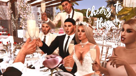 Sims 4 Dinner Pose, Sims 4 Dinner Poses, Gala Poses, Sims Poses, Group Pose, Wedding Party Poses, Ts4 Poses, Black And White Wedding Theme, 4 Poses