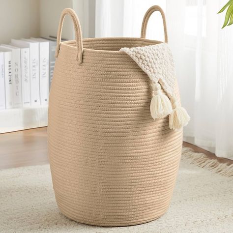 Amazon.com: 105L Extra Large Laundry Hamper Basket by Fiona's magic, Woven Tall Clothes Hamper for Storage Blanket, Toys and Dirty Cothes in Bedroom and Living Room Organizer, Brown & Black : Home & Kitchen Blanket Storage Living Room, Tall Laundry Basket, Large Laundry Hamper, Taller Clothes, Tall Basket, Room Organizer, Dream Bedroom Inspiration, Dirty Clothes Basket, Clothes Hamper