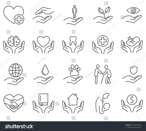 Business Posters, Company Symbol, Company Core Values, Visual Data, Care Symbol, Hands Icon, Business Poster, Vector Line, Simple Icon