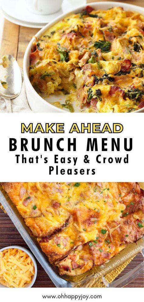 Menus For A Crowd, Low Carb Brunch, Make Ahead Recipes, Breakfast Potluck, Brunch Casserole Recipes, Make Ahead Brunch Recipes, Make Ahead Brunch, Christmas Brunch Recipes, Yogurt Parfaits