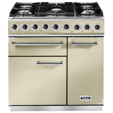 Falcon F900DXDFCR/CM 900 Deluxe Dual Fuel Range Cooker – CREAM Electric Range Cookers, Boiler Stoves, Dual Fuel Range Cookers, Fireplace Beam, American Style Fridge Freezer, Gas Hob, The Falcon, Pellet Stove, Range Cooker