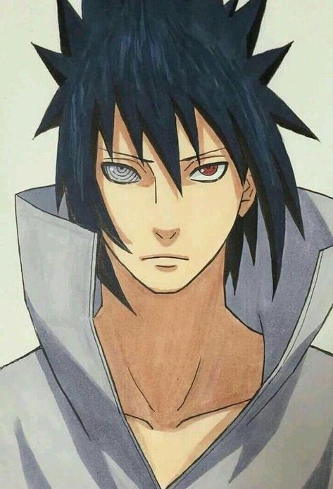 how-to-draw-manga-black-hair-colourful-pencil-sketch-grey-jacket Sasuke Drawing, Naruto Drawings Easy, Sakura Anime, Sasuke Shippuden, Naruto Sketch Drawing, Anime Boy Hair, Anime Tutorial, Naruto Vs Sasuke, Naruto Sketch