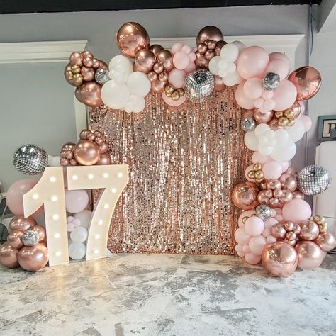 18th Backdrop Ideas, 18th Birthday Party Ideas Decoration Rose Gold, 18th Birthday Party Ideas Decoration Pink, 17birthday Party Ideas, 18th Decoration Ideas, Rose Gold 18th Birthday Party Ideas, 18th Birthday Pink Theme, 17 Birthday Ideas Decoration, Birthday Decoration Ideas Pink