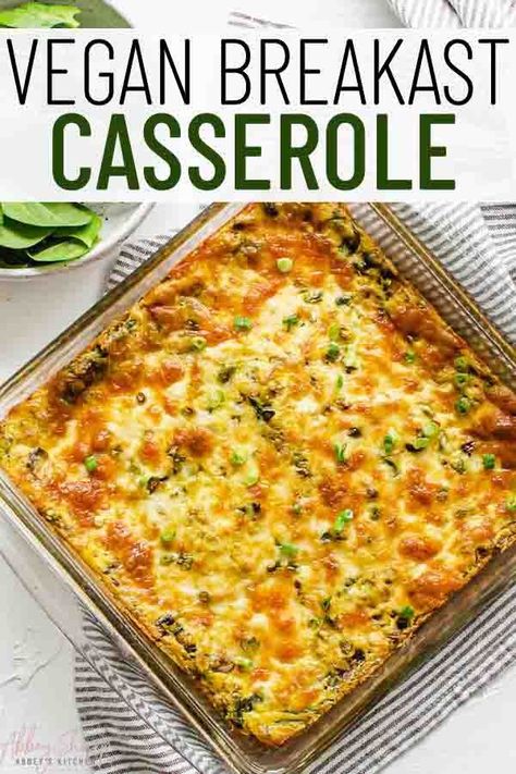 This vegan breakfast casserole is a delicious make-ahead breakfast that can be enjoyed by vegans and carnivores alike! It is also totally gluten free and family friendly. Vegan Hashbrown Breakfast Casserole, Vegan Overnight Breakfast Casserole, Vegan Breakfast Potato Casserole, Gf Vegan Breakfast Ideas, Vegan Egg Casserole Recipes, Vegan Egg Bake Casserole, Vegan Veggie Breakfast, Gluten Free Vegetarian Breakfast Casserole, Gluten Free Vegan Breakfast Casserole