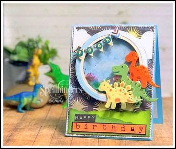 Lovely Linda's Craft Central!!: Spellbinders Dinosaur Shaker Card Tutorial Dinasour Birthday, Shaker Cards Tutorial, Textures Fabric, Baby Birthday Card, Love Celebration, Interactive Card, Handmade Cards Diy, Language Of Love, Dinosaur Cards