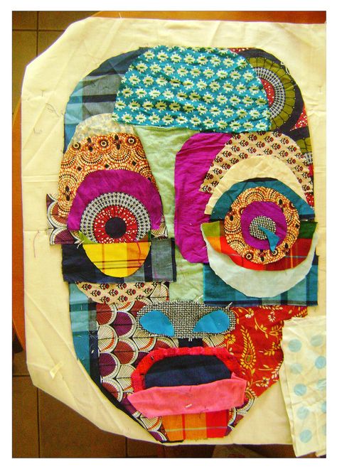 Brianna Mccarthy, Cloth Collage, Face Collage, Textile Art Embroidery, Textiles Artwork, Textiles Projects, Collage Art Projects, Textile Fiber Art, Sewing Art