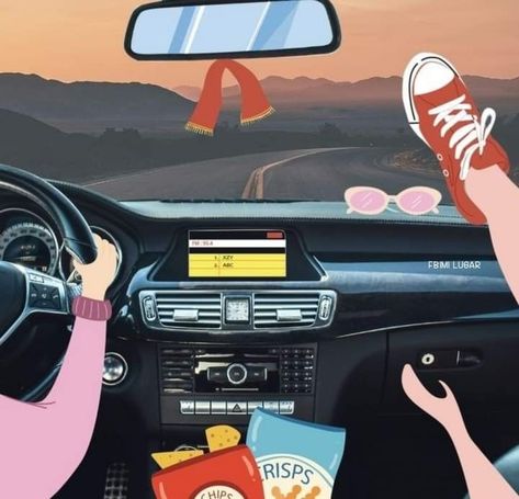 Road Trip Illustration, Trip Illustration, Rock Background, Girls Driving, Sky Art Painting, Arts Ideas, Travel Drawing, Instagram Prints, Retro Travel Poster