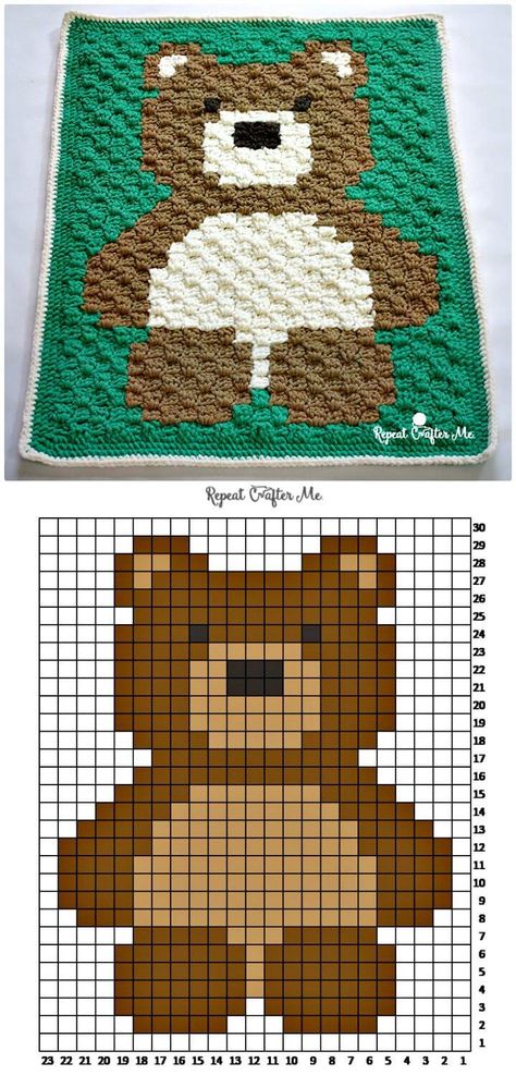 Crochet Doll Blanket, Free Crochet Teddy Bear, Teddy Bear Patterns, C2c Patterns, Crochet C2c Pattern, Doll Blanket, Corner Crochet, Yarn Creations, Bear Patterns