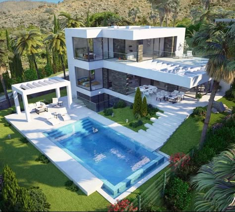 Luxury Houses Mansions, Modern Villa Design, Dream Life House, Building House Plans Designs, Architectural Design House Plans, Modern Mansion, Beach House Design, Mansions Luxury, Mansions Homes