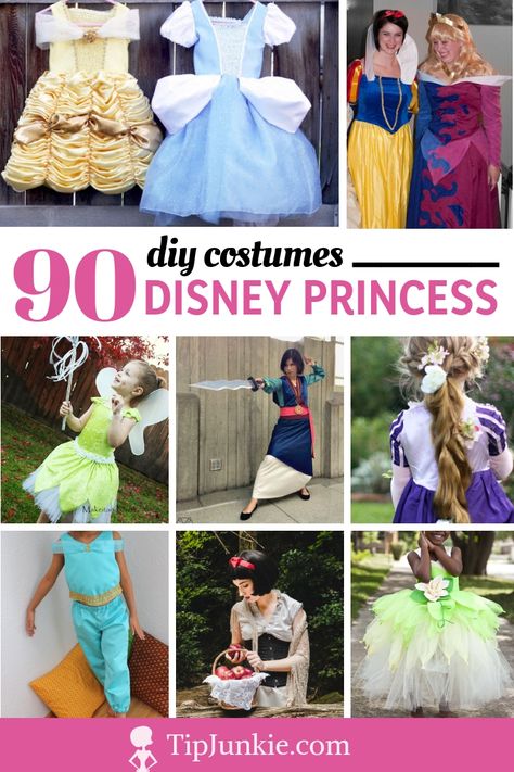 90+ Disney Princess Costumes for Girls [free patterns] – Tip Junkie Princess Dress Tutorials, Diy Disney Princess Costume, Diy Princess Costume, Disney Princess Diy, Princess Costumes For Girls, Kid Costumes, Girly Crafts, Disney Princess Costumes, Easy Diy Costumes