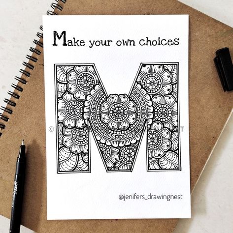 Alphabet mandala art Alphabet Mandala Art, Alphabet Mandala, Diy Photo Book, Easy Mandala, Mandala Doodle, Easy Mandala Drawing, Mandala Art Therapy, Compass Design, Simple Mandala