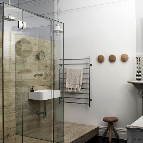 Kerferd Place features in Dezeen's Pinterest bathroom roundup Whiting Architects, Masculine House, Industrial Bathroom, Bad Inspiration, Interior Minimalista, Chic Interior, House Bathroom, Bathroom Style, Glass Shower