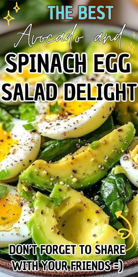 Avocado and Spinach Egg Salad Delight Spinach Avocado Salad Recipes, Avocado Egg Bowl, Avocado And Spinach Egg Salad, Avocado Spinach Egg Salad, Spinach And Avocado Salad, Avocado And Eggs Recipes, Healthy Spinach Salad Recipes, Egg And Avocado Salad, Spinach Salad With Egg