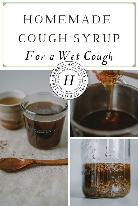 Herbal Cough Syrup, Cough Syrup Recipe, Homemade Cough Syrup, Best Cough Remedy, Herbal Academy, Dry Cough Remedies, Cough Medicine, Dry Cough, Herbal Recipes