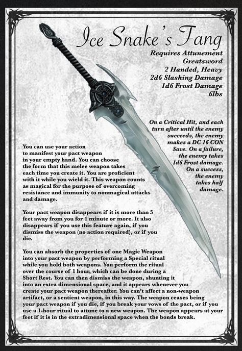 Dnd 5e Magic Greatsword, Greatsword Dnd, Homebrew Items, Dnd Homebrew, Dnd Stories, Dnd Items, Magical Items, Dungeon Master's Guide, Dnd Classes