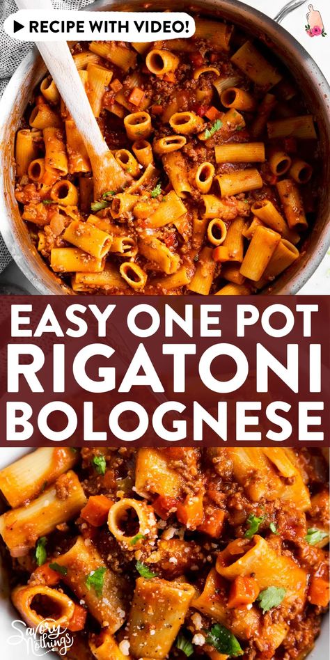 Rigatoni Bolognese Recipe, Bolognese Recipe Easy, Rigatoni Bolognese, Rigatoni Recipes, Quick Pasta Recipes, Beef Dinners, Quick Pasta, Pasta Bolognese, One Pot Pasta Recipes