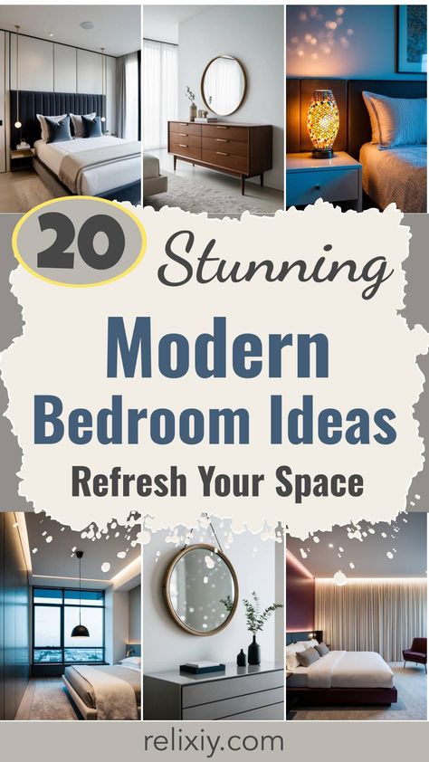 20 Stunning Modern Bedroom Ideas To Refress Your Space Contempory Bedroom, Bedroom Speakers, Uncluttered Bedroom, Modern White Bedroom, Minimalist Nightstand, Modern Bedroom Ideas, Brighter Bedroom, Aesthetic Bedroom Ideas, Shiplap Accent Wall