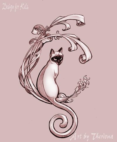 Art Nouveau Cat by Theriona on DeviantArt Art Nouveau Cat, Art Nouveau Tattoo, Motifs Art Nouveau, Nouveau Tattoo, Illustration Art Nouveau, Design Art Nouveau, Bijoux Art Nouveau, Motif Art Deco, Art Nouveau Illustration