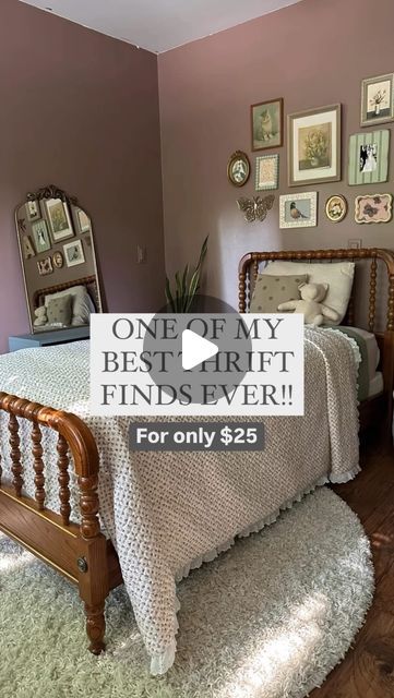 My Sister’s Closet | Upscale Thrift on Instagram: "One of my top 10 best thrift finds to date 🙌🏼

The most precious Jenny Lind bed for only $25. 

I cannot believe how beautiful & sturdy this bed is. I’ll be keeping an eye out for a second one so my girls can have matching beds one day. 

Be sure to comment STORE & I’ll send you the details of where I purchased this bed, along with the details of the paint color in my daughter’s room. 🤍" Jenny Lind Bed Girl Room, Jenny Lind Bed, Jenny Lind, Thrift Finds, Bed Styling, An Eye, Paint Color, Girl's Room, My Sister