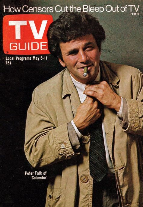 Peter Falk Columbo, Columbo Peter Falk, Tv Guide Covers, Tv Detectives, Peter Falk, Classic Tv Shows, Vintage Television, Classic Television, Great Tv Shows