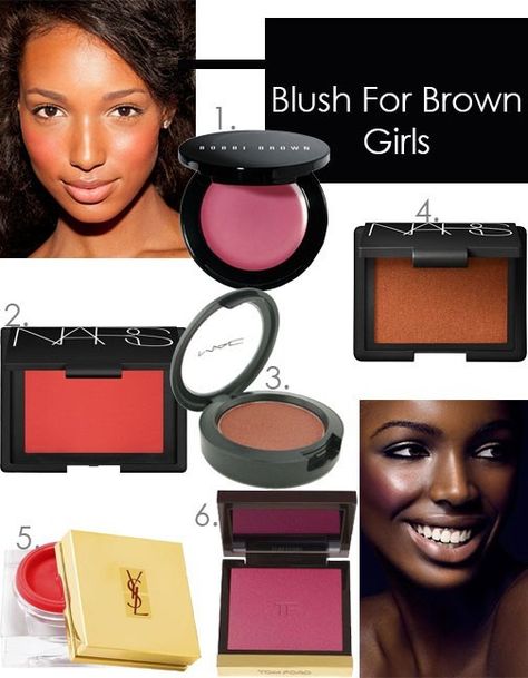 Blush for Brown Skin - The Co ReportThe Co Report Blush For Dark Skin, Makeup Ideas For Black Women, Elf Make Up, New Makeup Ideas, Mac Lipsticks, Makeup Tutorial Foundation, Make Up Tutorials, Colors For Dark Skin, Women Lipstick