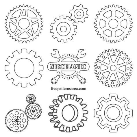 Printable Gear-Cog Wheel Outline Templates. Gear Template Free Printable, Gears Drawing, Gear Template, Cog Wheel, Old Ford Truck, Stl File Format, Vector Art Design, Symbolic Representation, Carving Patterns