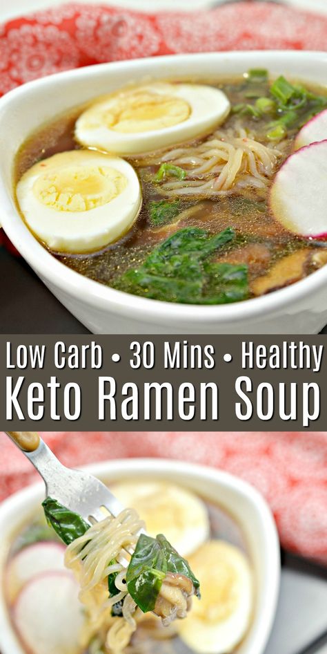 Vegan Recipes Without Carbs, Keto Asian Soup Recipes, Keto Dinner Soup Recipes, Meatless Keto Dinner Recipes, Quick Keto Soup, Meatless Keto Meals, Paleo Ramen Recipes, Keto Ramen Soup, Clean Keto Soup