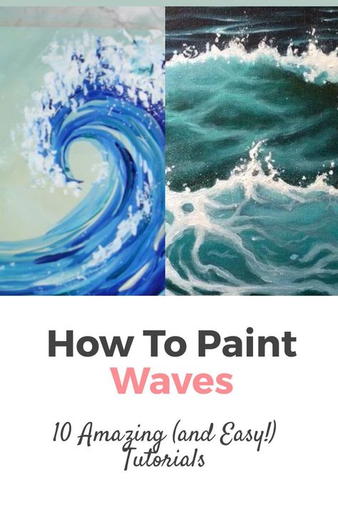 How to Paint Waves Simple and Easy Tutorials. The 10 Best Step by Step Video Tutorials on How to Paint Waves. These tutorials can inspire you to Paint Sunflowers on walls, and more! Painting Ideas on Canvas with Acrylic Paint, oil, pencil, watercolors, and many more painting techniques! How To Paint Waves, Seascape Paintings Acrylic, Paint Sunflowers, Paint Waves, Canvas With Acrylic Paint, Ocean Waves Painting, Beach Art Painting, Watercolor Wave, Canvas Painting Tutorials