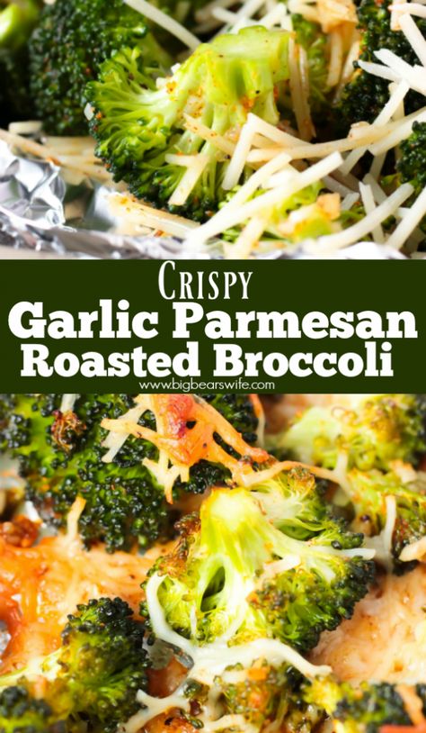 Celebration Recipes, Bypass Recipes, Parmesan Roasted Broccoli, Roasted Broccoli Recipe, Parmesan Broccoli, Garlic Broccoli, Crispy Garlic, Drinks Ideas, Roasted Vegetable Recipes