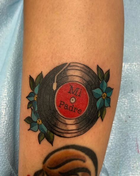 Record Tattoos Vinyl, Record Tattoo Vinyl, Vinyl Record Tattoo, Record Tattoo, Record Player Tattoo, Vinyl Tattoo, 24 Tattoo, Tattoo Session, Inner Arm Tattoos