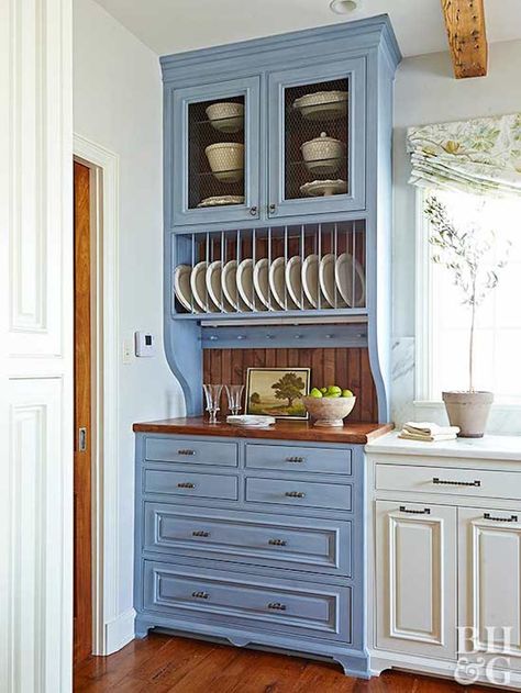 Dream Kitchens Design, Kitchen Colour Schemes, Brown Kitchens, Popular Kitchens, Kitchen Paint Colors, Blue Cabinets, Kitchen Cabinet Colors, Built In Cabinets, Blue Kitchens